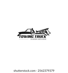 Illustration vector graphic of towing truck service logo design. Suitable for the automotive company, logo, illustration, animation, etc.