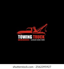 Illustration vector graphic of towing truck service logo design. Suitable for the automotive company, logo, illustration, animation, etc.