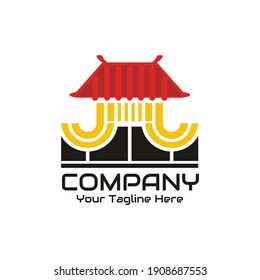 Vektorgrafik des traditionellen chinesischen Hauses Logo, perfekt für Unternehmen, Unternehmen, Immobilien, Gebäude, etc.