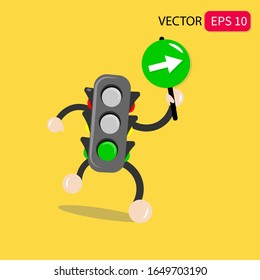 Illustration vector graphic of traffic light cartoon with traffic sign