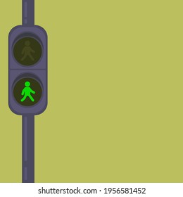 Illustration vector graphic of traffic light with green light for people walking.