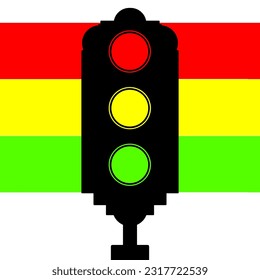 Illustration Vector Graphic of traffic light infographic blank space in Cartoon with symbol in yellow, red, and green color. stop, warning, and go sign, perfect for presentation template