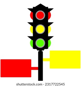Illustration Vector Graphic of traffic light infographic blank space in Cartoon with symbol in yellow, red, and green color. stop, warning, and go sign, perfect for presentation template