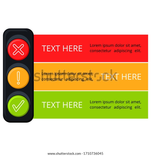 Illustration Vector\
Graphic of traffic light infographic in Cartoon with symbol in\
yellow, red, and green color. stop, warning, and go sign, perfect\
for template\
presentation