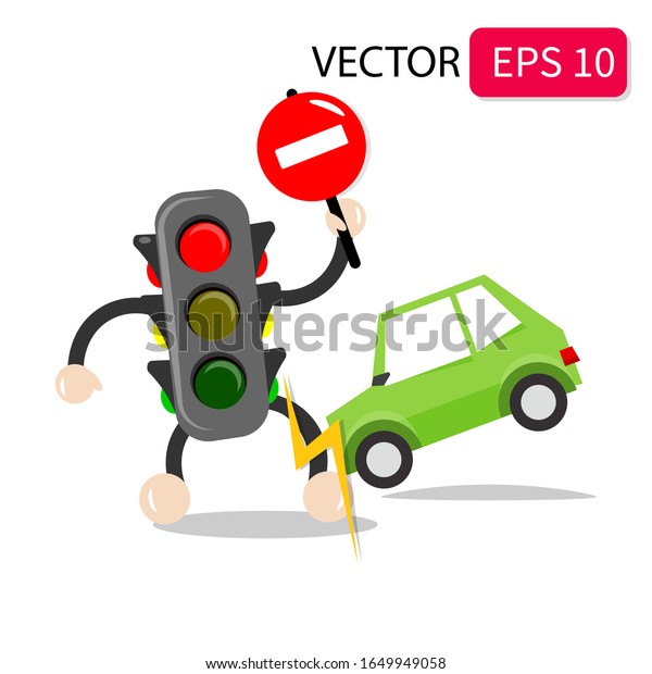 Illustration vector graphic of traffic\
lights. the car crashed into a vector traffic\
light