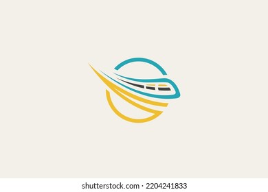 Gráfico vectorial de ilustración del tren en círculo. Traslado en tren, rápido, moderno, transporte. Bien por el logo. 