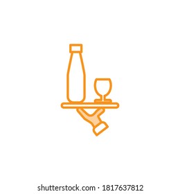 Illustration Vector graphic of tray on the hand icon. Fit for restaurant, dining, serving etc.
