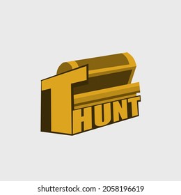 Illustration Vector Graphic of Treasure Chest,Hunter Text,Suitable for Banner,Poster,Print Design,etc.