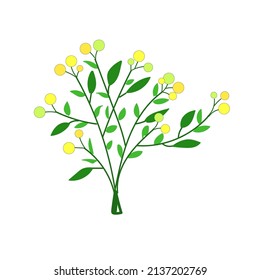 Gráfico vectorial de ilustración de un árbol con fruta verde, naranja y amarilla para pegatinas y icono de diario de arte 