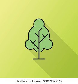 illustration vector graphic of tree, tree isolated with green gradation background, suitable used for nature, education, forest, garden, and etc