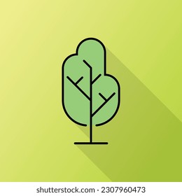 ilustración vectorial de árbol, árbol aislado con fondo de gradación verde, adecuado para la naturaleza, la educación, el bosque, el jardín, etc.