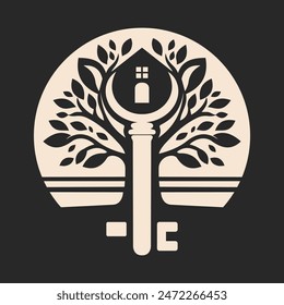 Illustration vector graphic of tree key home logo