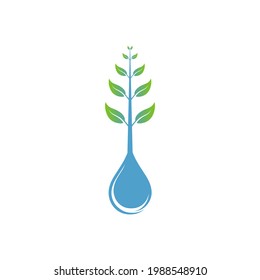 illustration vector graphic of tree logo growing on water drops, unique design and easy to remember. suitable for use in various media