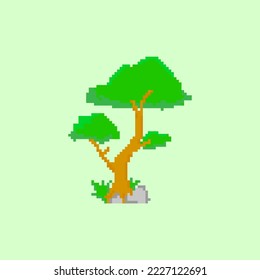 illustration vector graphic of tree with pixel art style, good for your project  or can use on background.