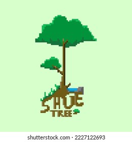 gráfico vectorial de ilustración de árbol con estilo de arte de píxeles, bueno para el proyecto o que se puede usar en segundo plano.