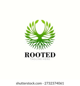 Illustration vector graphic of a tree root shape on a white background logo design template
