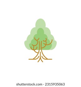 Illustration vector graphic of Tree with roots, Tree with roots icon, suitable used for forest background, mountains background, and etc