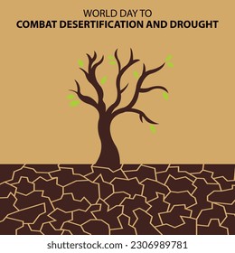illustration vector graphic of trees dry and die in the arid and cracked land, perfect for international day, world day, combat desertification and drought, celebrate, greeting card, etc.