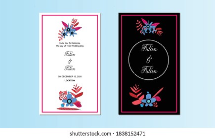 Illustration vector graphic trendy universal of invitation card in white, black and pink color. Perfect for for wedding invitations