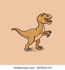 Gráfico vectorial de ilustración de t-rex. Estilo T-rex minimalista aislado en un fondo marrón. Ilustración animal.