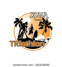 Illustration Vector Graphic Of Triathlon Kona Hawaii Logo