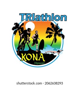 Illustration Vector Graphic Of Triathlon Kona Hawaii Logo