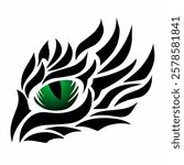 illustration vector graphic of tribal art design abstract black dragon's eyes for emblem elements