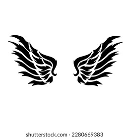 illustration vector graphic of tribal art tattoo wings in black