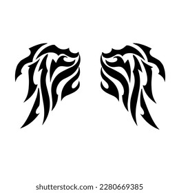 illustration vector graphic of tribal art tattoo wings in black