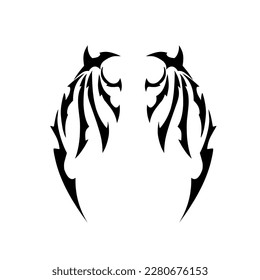 illustration vector graphic of tribal art design wing tattoo perfect for dragon wings, devil wings and bats