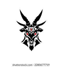 illustration vector graphic of tribal art design tattoo goat demon head for satanic symbol