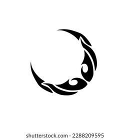 illustration vector graphic of tribal art tattoo crescent moon in black