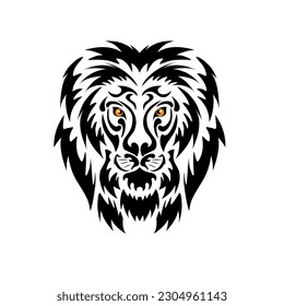 illustration vector graphic of tribal art face head lion perfect for tattoos, symbols and more