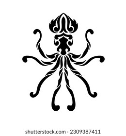 Illustration vector graphic of tribal art squid tatto 