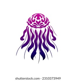 Illustration vector graphic of tribal art jelly fish tatto