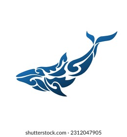 Illustration vector graphic of tribal art design blue whale