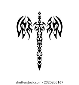 Illustration vector graphic of tribal art design sword wings for tatto