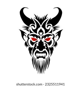 Illustration vector graphic of tribal art head face devil with red eyes