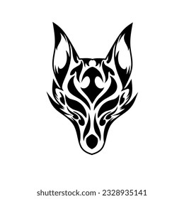 Illustration vector graphic of tribal art head face fox black color