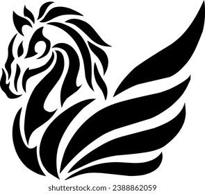 illustration vector graphic of tribal art Pegasus horse