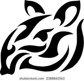 illustration vector graphic of tribal art tapir head tattoo