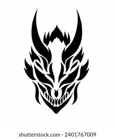 illustration vector graphic of tribal art tattoo face horned devil mask