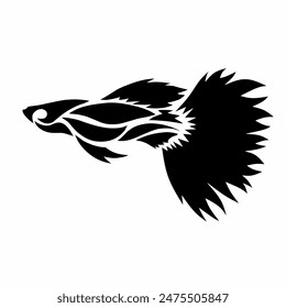 illustration vector graphic of tribal art design Guppy fish tattoo