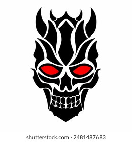 illustration vector graphic of tribal art abstract devil with red eyes