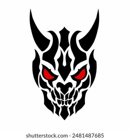 illustration vector graphic of tribal art abstract devil with red eyes