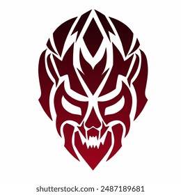 illustration vector graphic of tribal art skull head abstract design