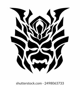 illustration vector graphic of tribal art design tattoo helmet samurai