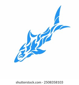 illustration vector graphic of tribal art design blue shark