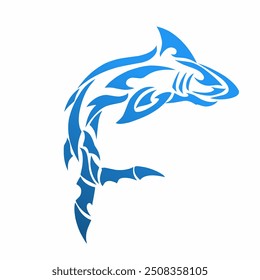 illustration vector graphic of tribal art design blue shark