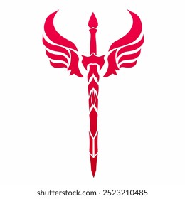 illustration vector graphic of tribal art design sword with wings